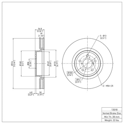 Dynamic Friction Company Disc Brake Rotor 604-13018