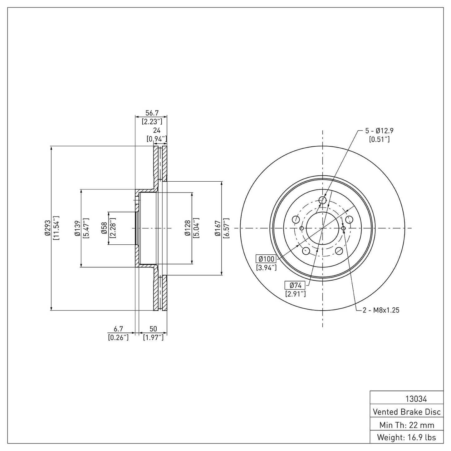 Dynamic Friction Company Disc Brake Rotor 604-13034