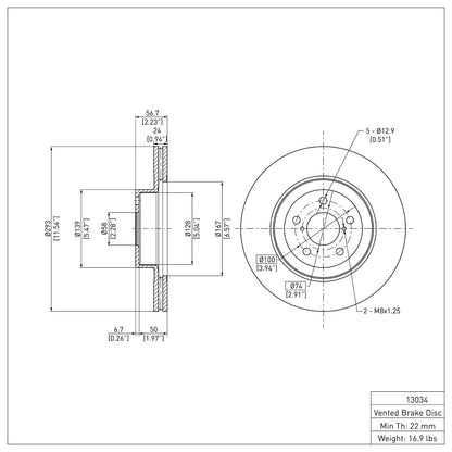 Dynamic Friction Company Disc Brake Rotor 604-13034