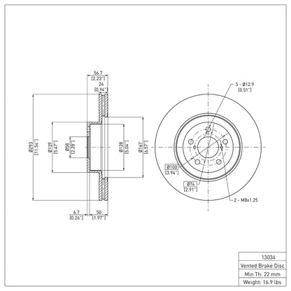 Dynamic Friction Company Disc Brake Rotor 604-13034