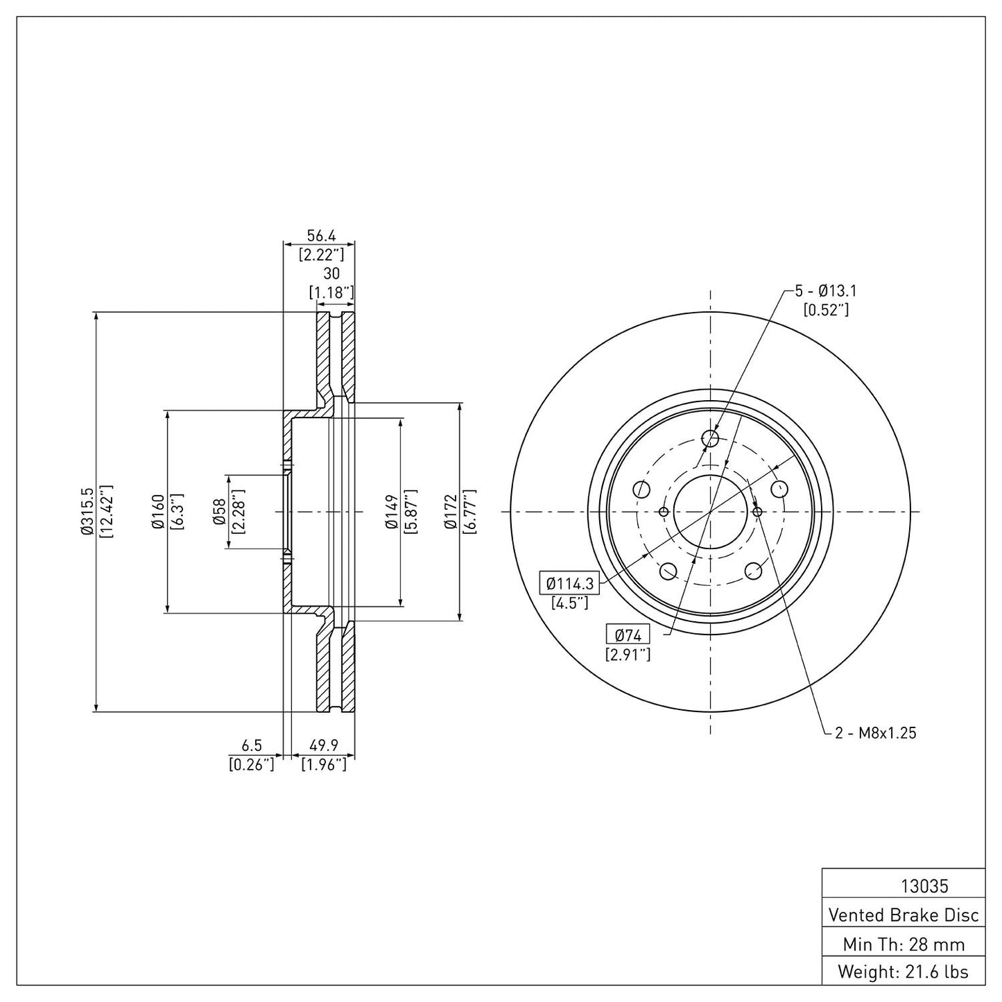 Dynamic Friction Company Disc Brake Rotor 604-13035