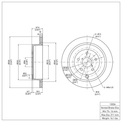 Dynamic Friction Company Disc Brake Rotor 604-13036