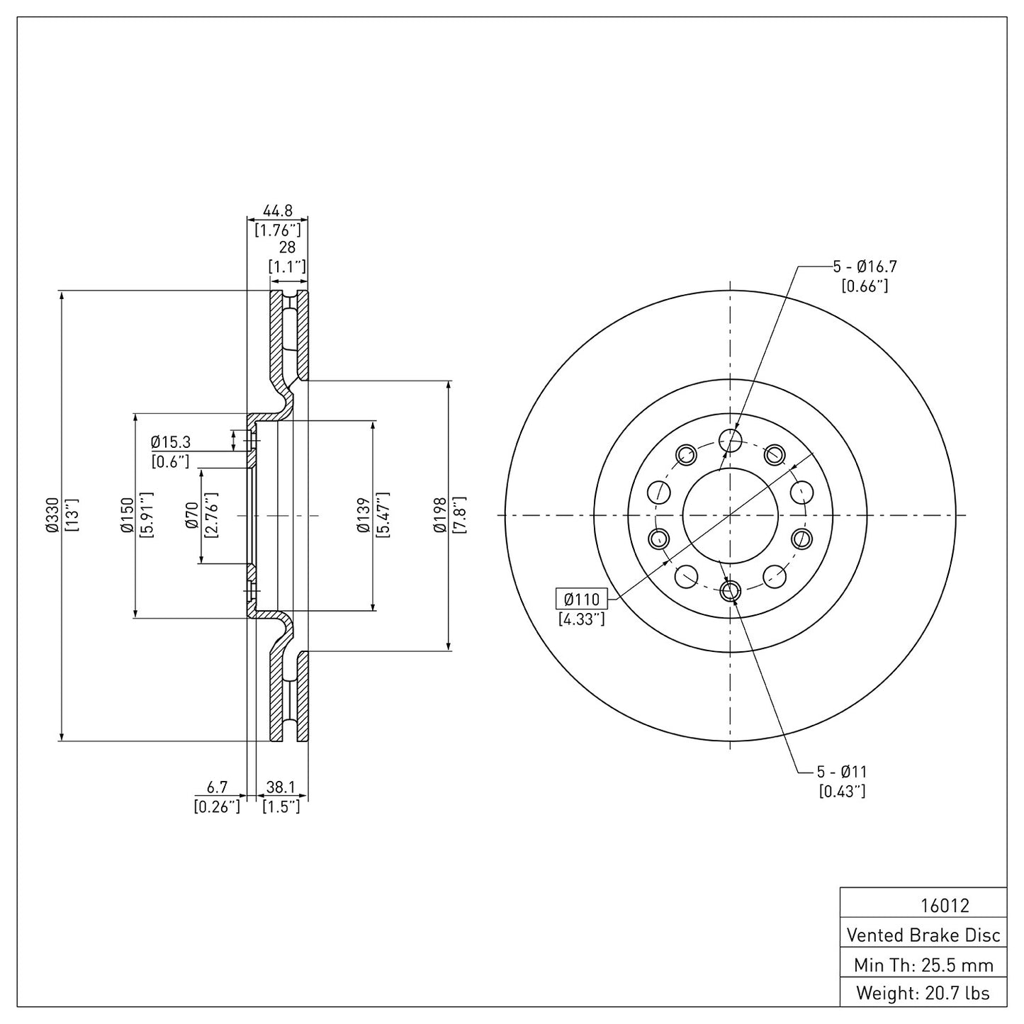 Dynamic Friction Company Disc Brake Rotor 604-16012