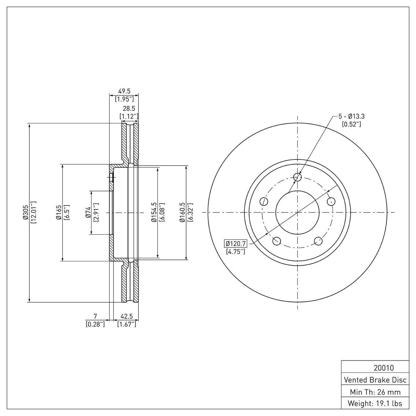 Dynamic Friction Company Disc Brake Rotor 604-20010
