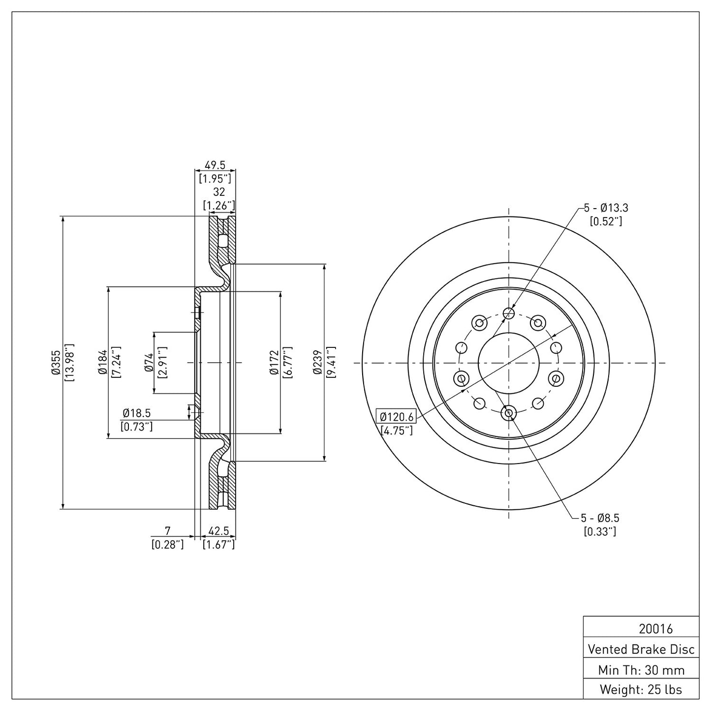 Dynamic Friction Company Disc Brake Rotor 604-20016
