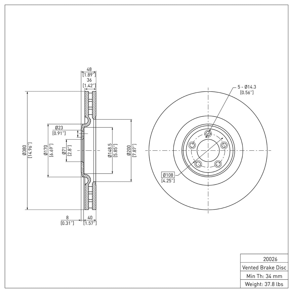 Dynamic Friction Company Disc Brake Rotor 604-20026