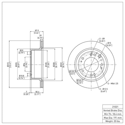 Dynamic Friction Company Disc Brake Rotor 604-21021