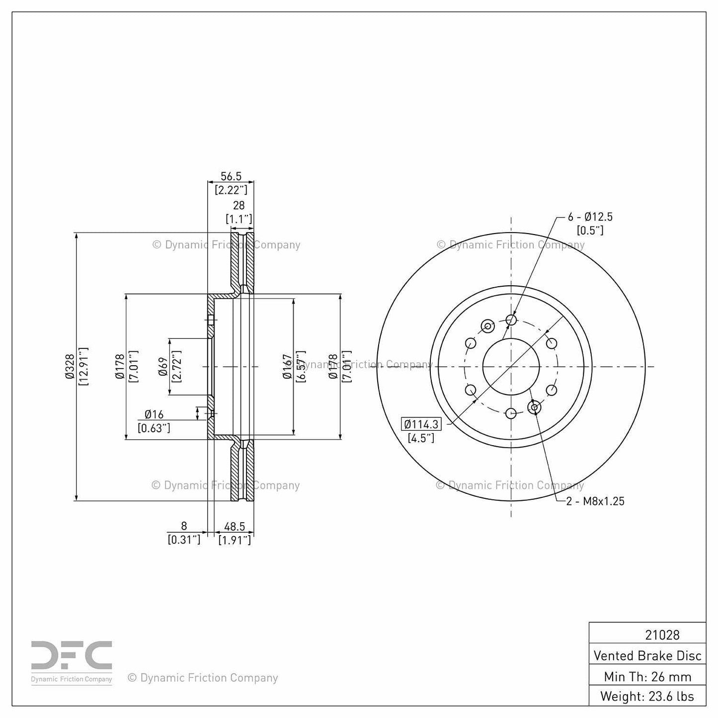 Dynamic Friction Company Disc Brake Rotor 604-21028