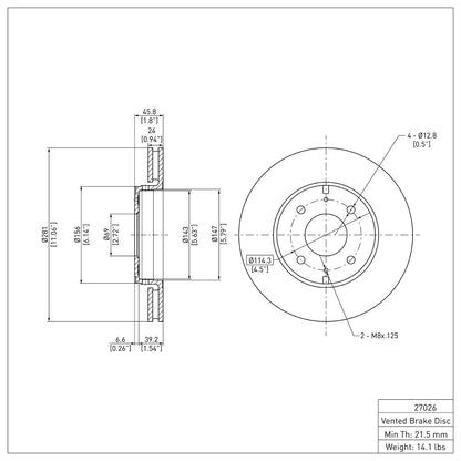 Dynamic Friction Company Disc Brake Rotor 604-27026