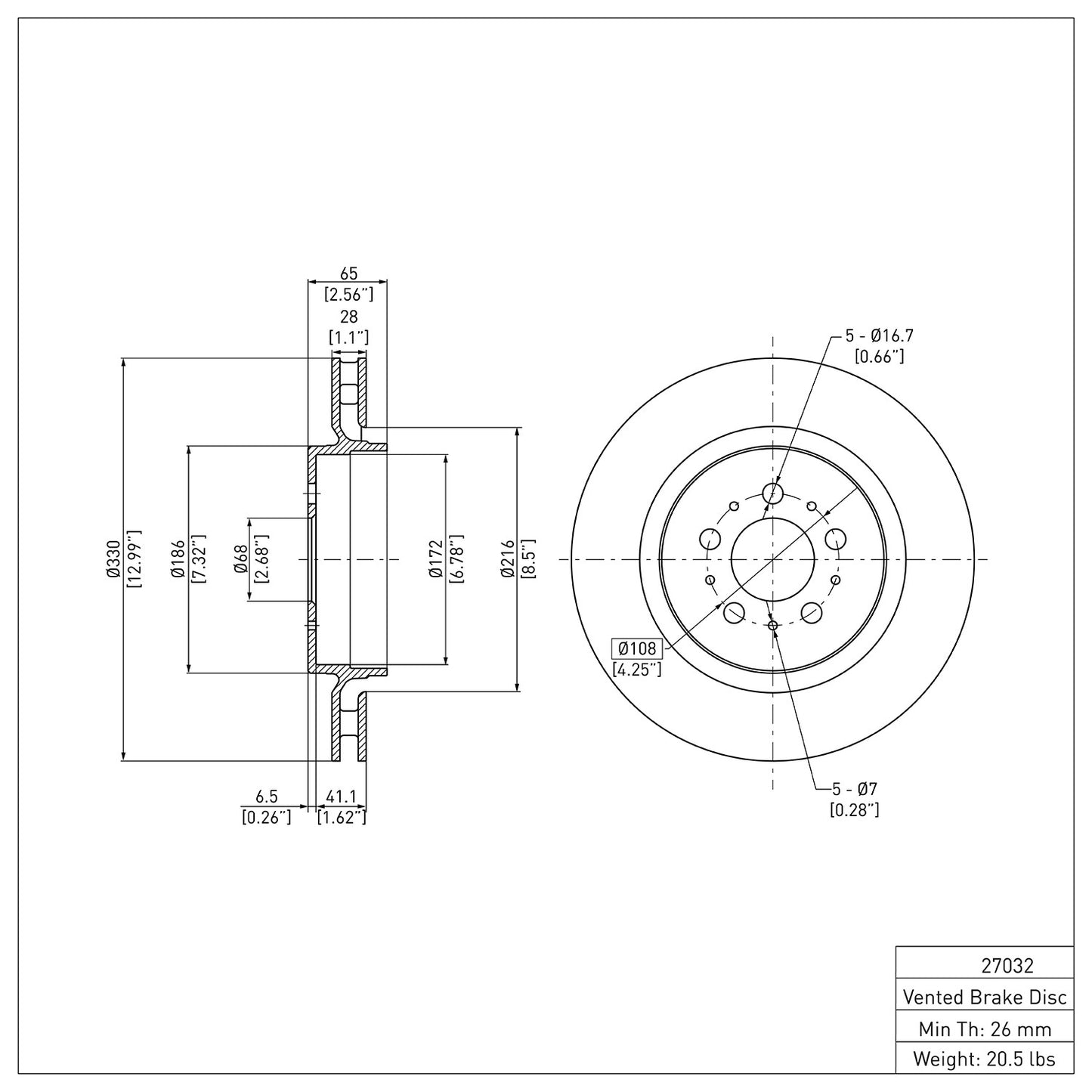 Dynamic Friction Company Disc Brake Rotor 604-27032