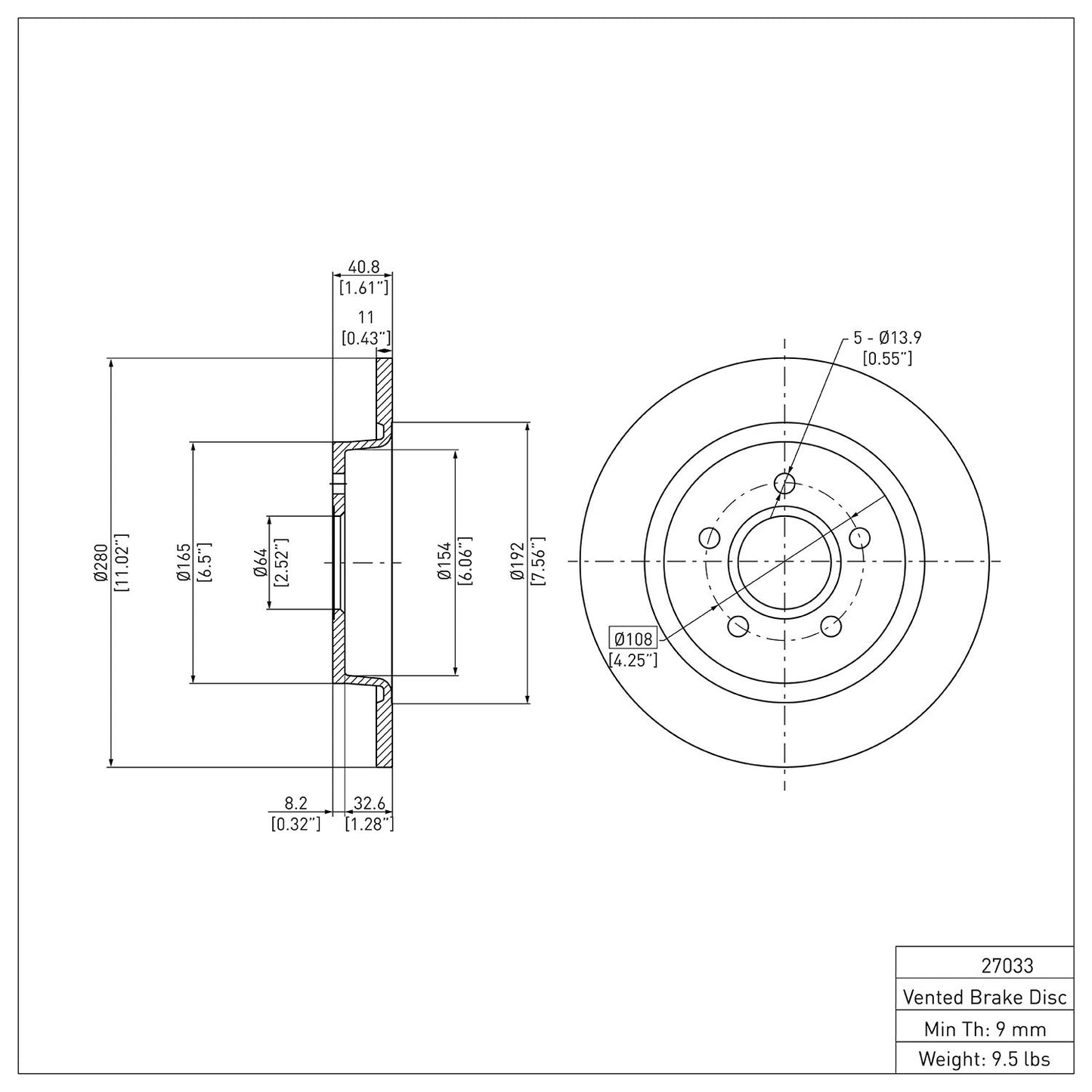 Dynamic Friction Company Disc Brake Rotor 604-27033