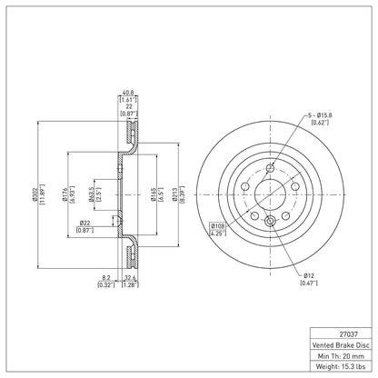 Dynamic Friction Company Disc Brake Rotor 604-27037