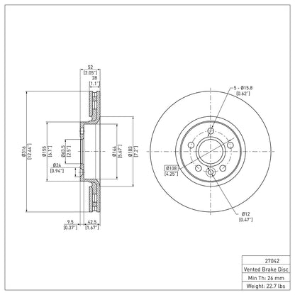 Dynamic Friction Company Disc Brake Rotor 604-27042