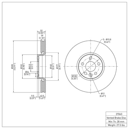 Dynamic Friction Company Disc Brake Rotor 604-27043