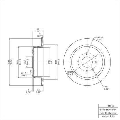 Dynamic Friction Company Disc Brake Rotor 604-31018