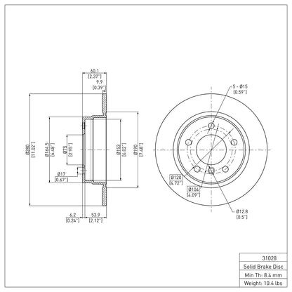 Dynamic Friction Company Disc Brake Rotor 604-31028