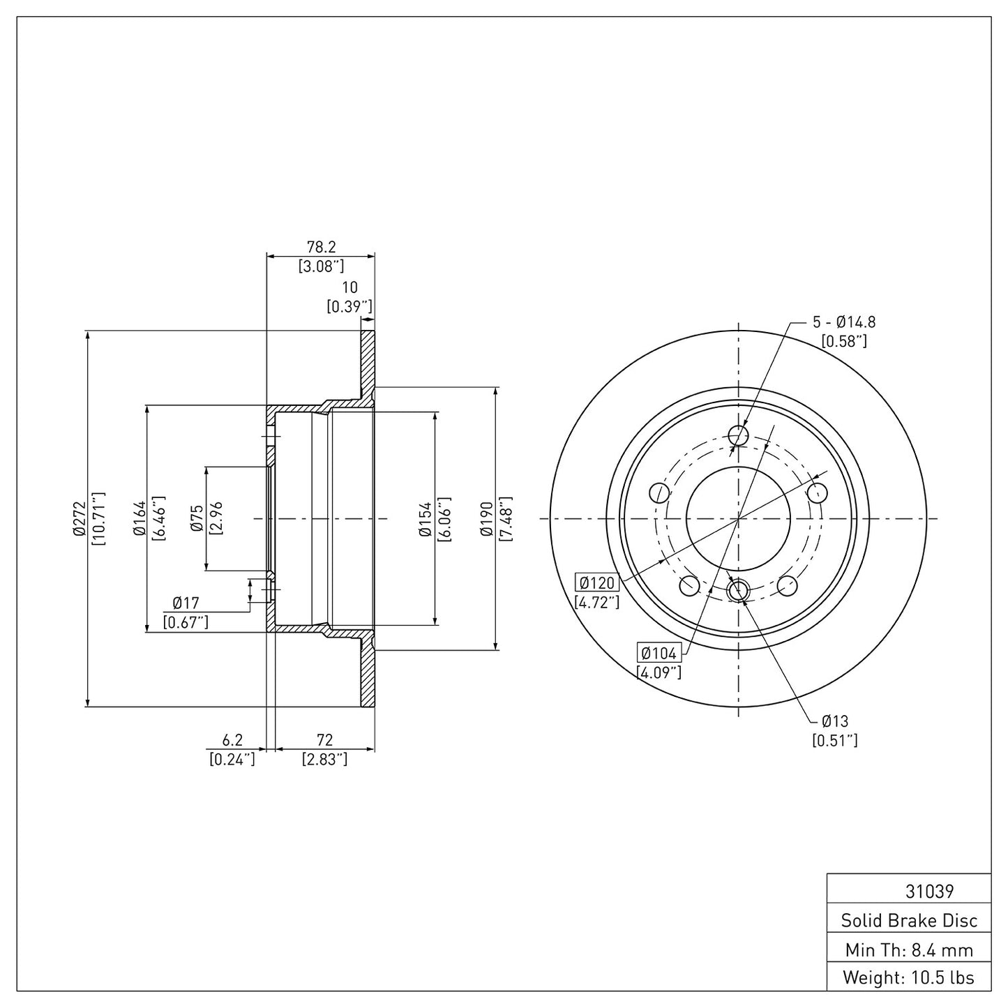 Dynamic Friction Company Disc Brake Rotor 604-31039