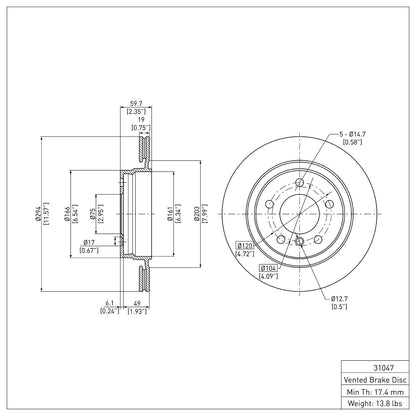 Dynamic Friction Company Disc Brake Rotor 604-31047