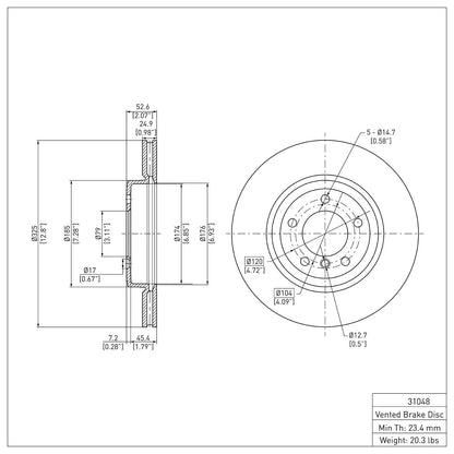Dynamic Friction Company Disc Brake Rotor 604-31048