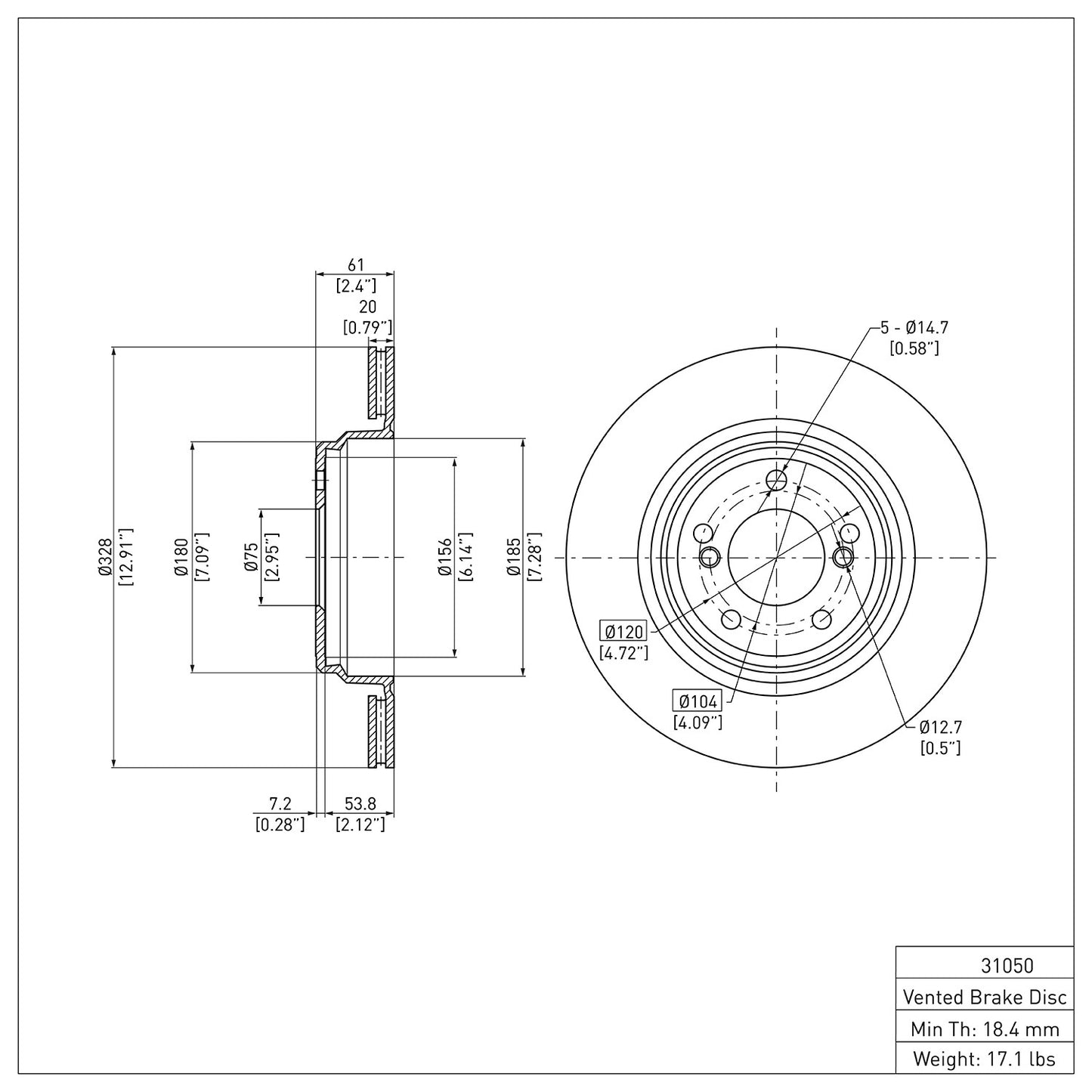 Dynamic Friction Company Disc Brake Rotor 604-31050