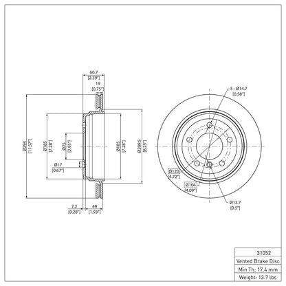Dynamic Friction Company Disc Brake Rotor 604-31052