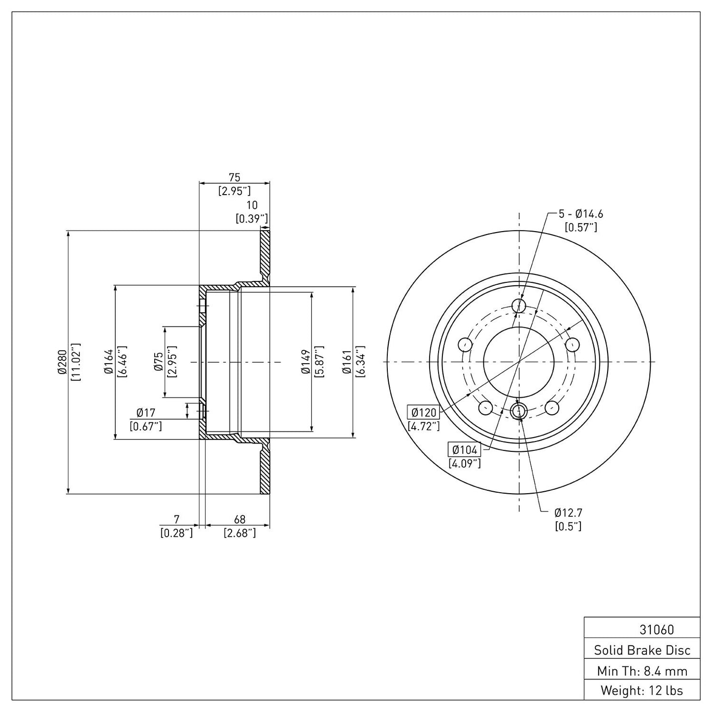 Dynamic Friction Company Disc Brake Rotor 604-31060