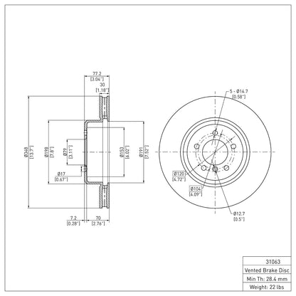 Dynamic Friction Company Disc Brake Rotor 604-31063