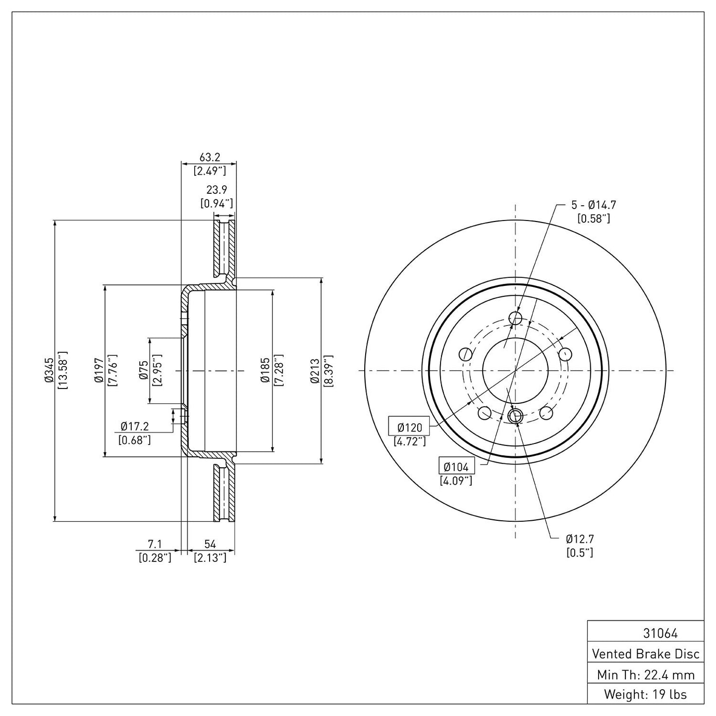 Dynamic Friction Company Disc Brake Rotor 604-31064