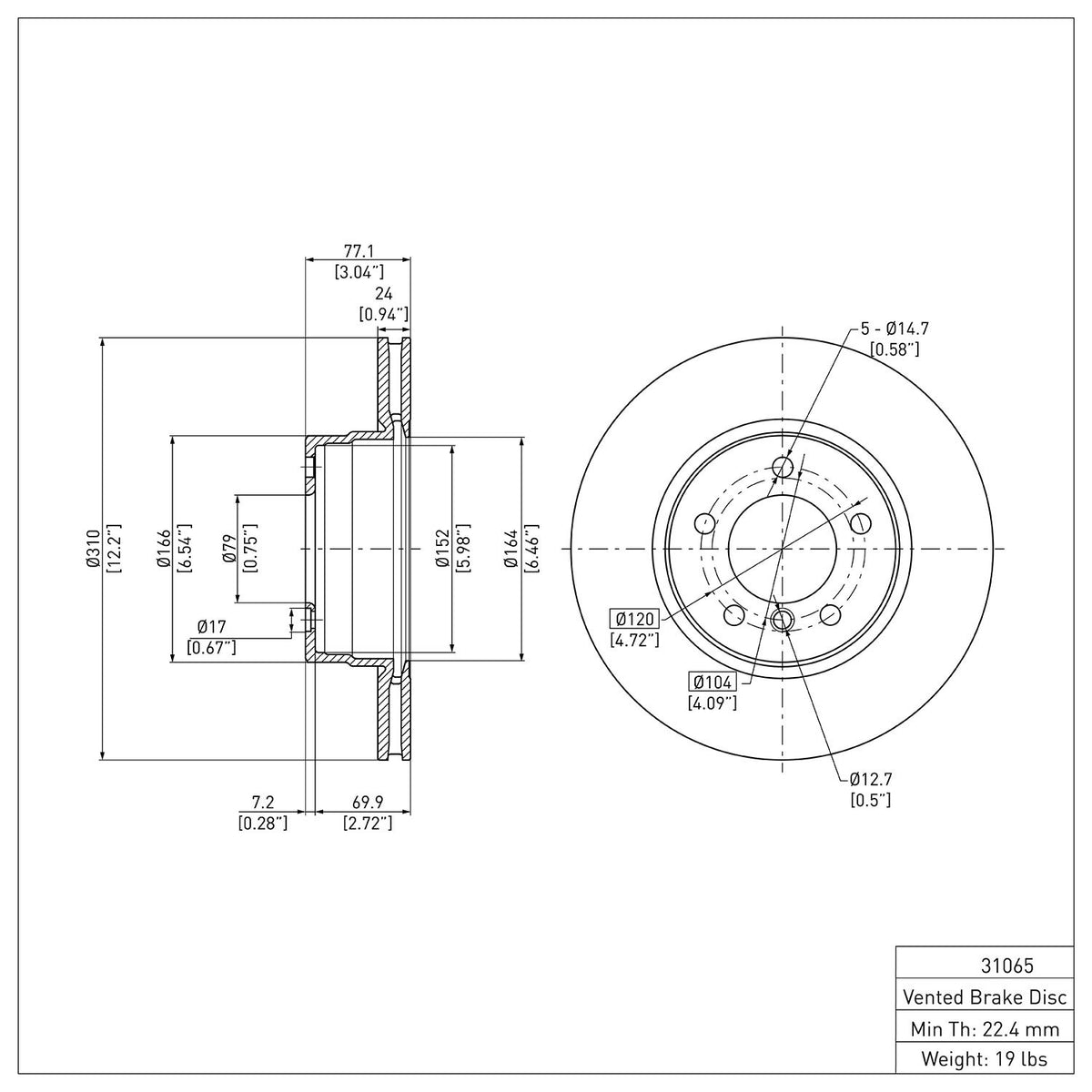 Dynamic Friction Company Disc Brake Rotor 604-31065