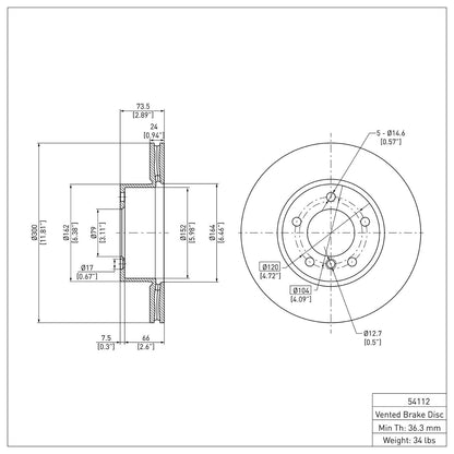 Dynamic Friction Company Disc Brake Rotor 604-31067