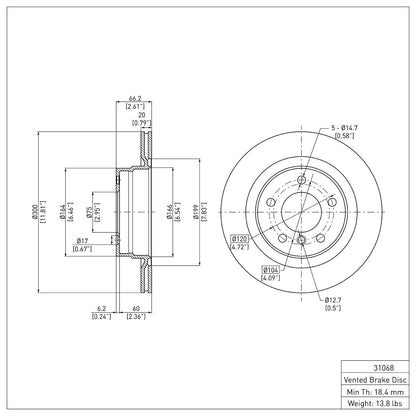 Dynamic Friction Company Disc Brake Rotor 604-31068