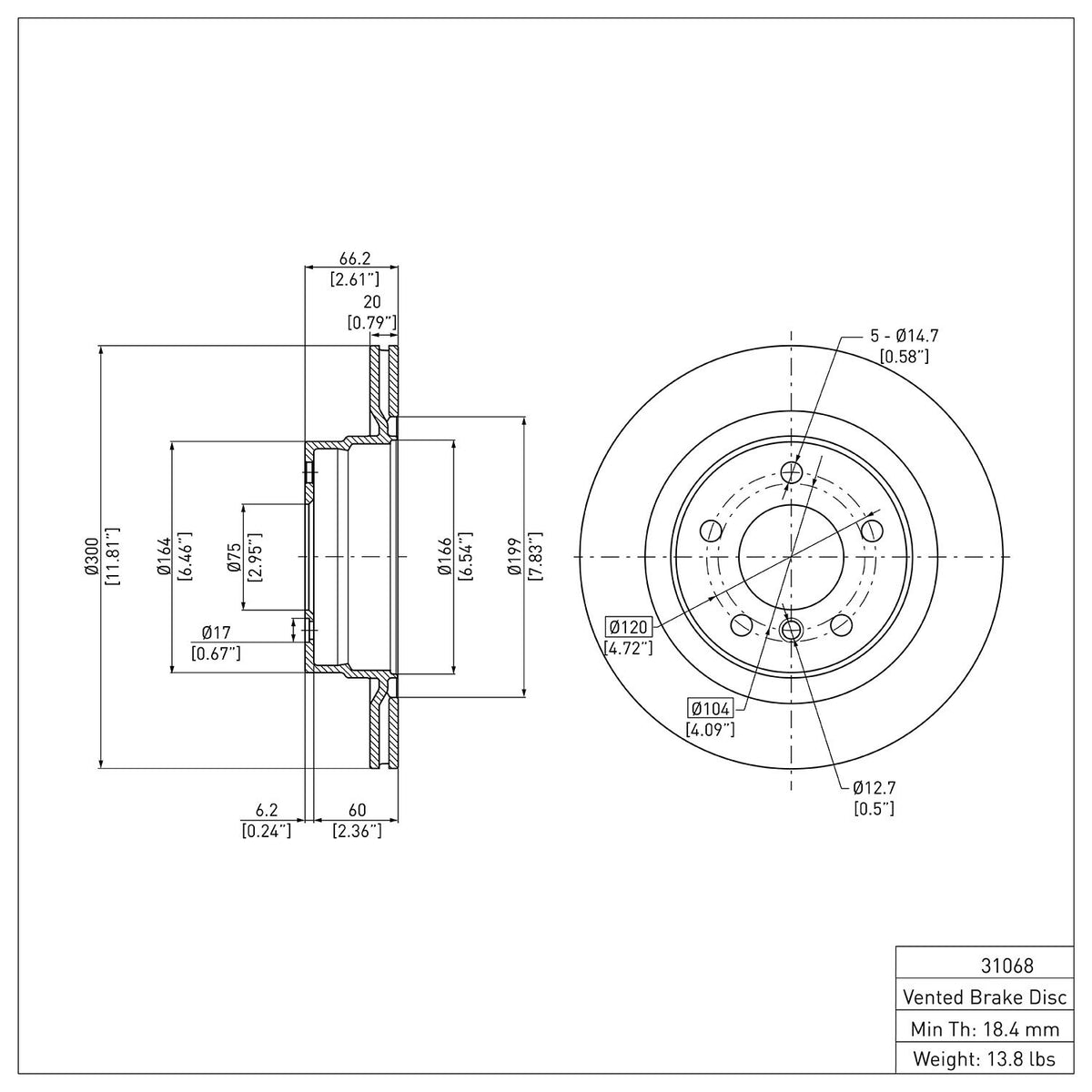 Dynamic Friction Company Disc Brake Rotor 604-31068