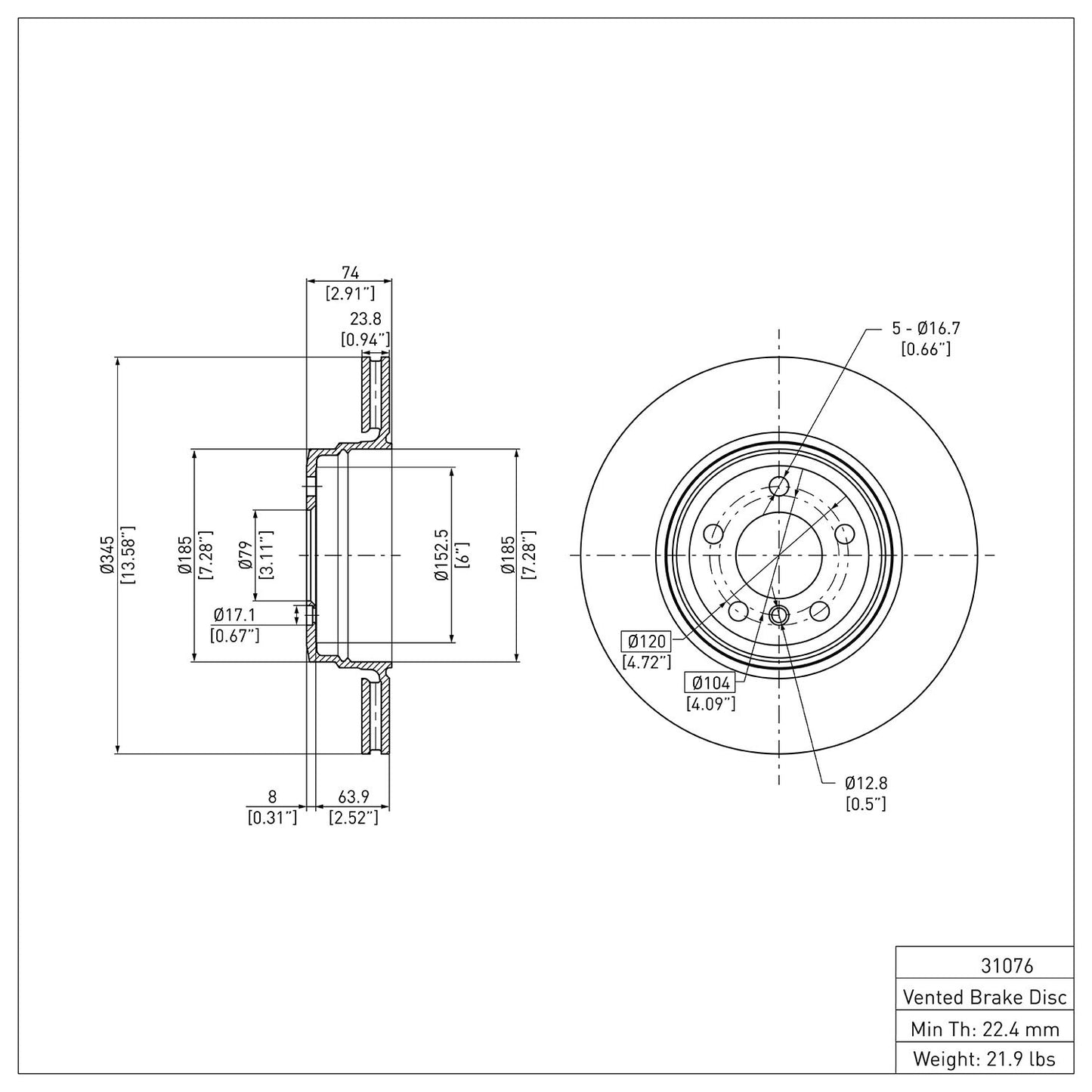 Dynamic Friction Company Disc Brake Rotor 604-31076