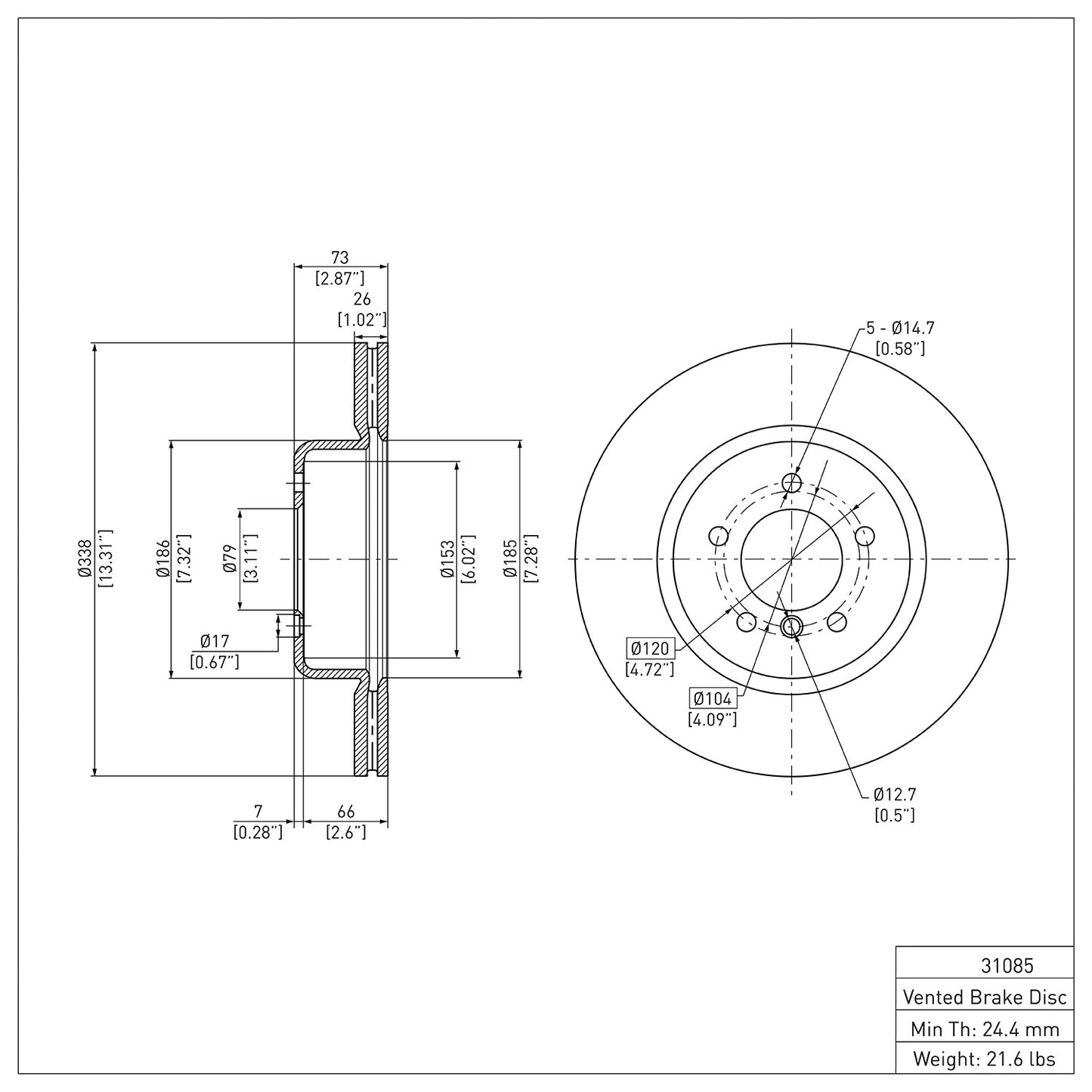 Dynamic Friction Company Disc Brake Rotor 604-31085
