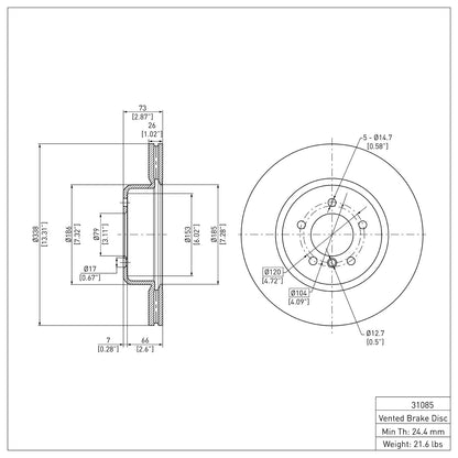 Dynamic Friction Company Disc Brake Rotor 604-31085