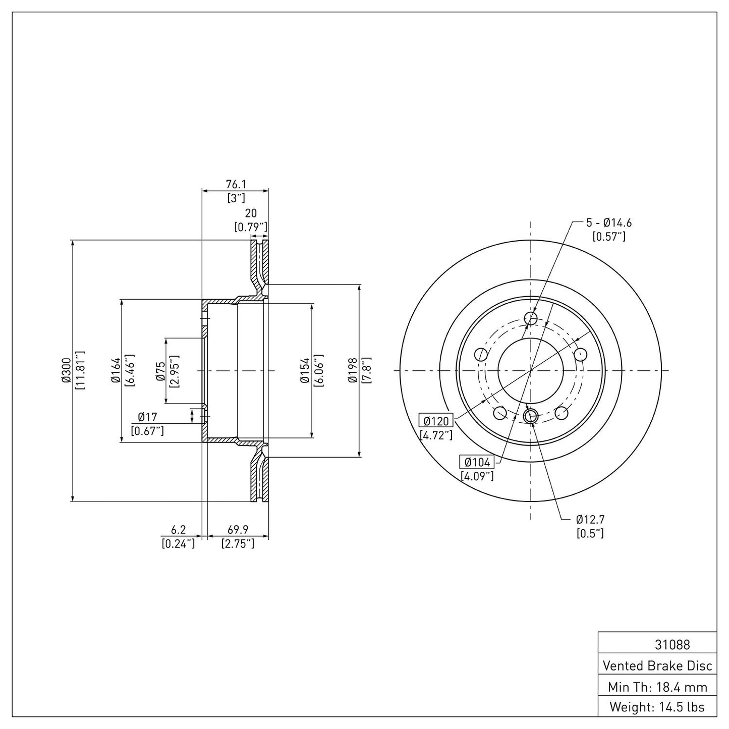 Dynamic Friction Company Disc Brake Rotor 604-31088