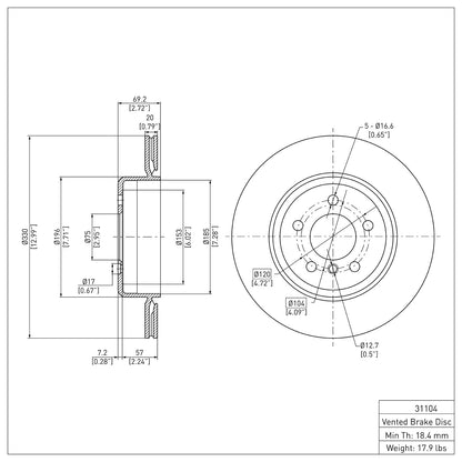 Dynamic Friction Company Disc Brake Rotor 604-31104