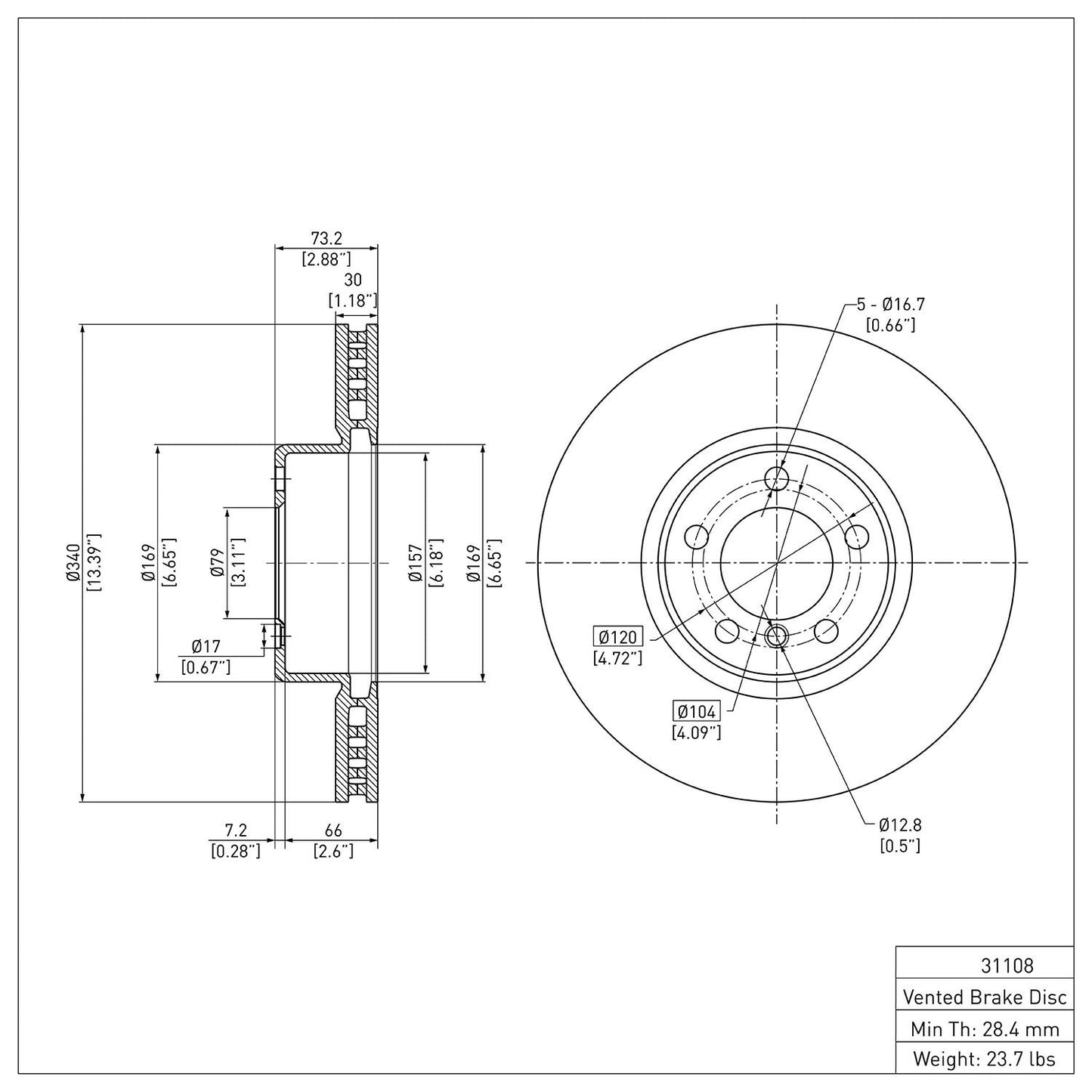 Dynamic Friction Company Disc Brake Rotor 604-31108