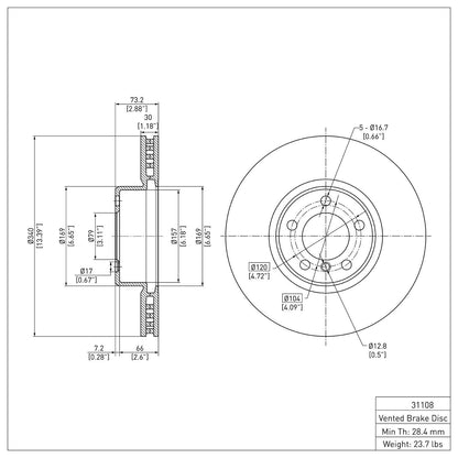 Dynamic Friction Company Disc Brake Rotor 604-31108