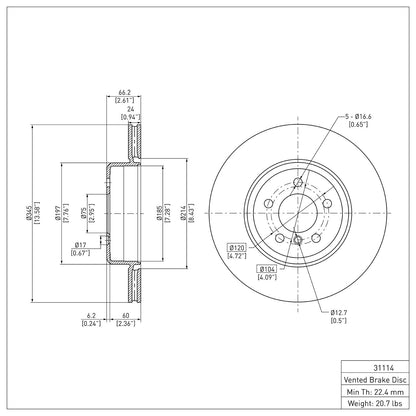Dynamic Friction Company Disc Brake Rotor 604-31114