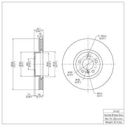 Dynamic Friction Company Disc Brake Rotor 604-31142
