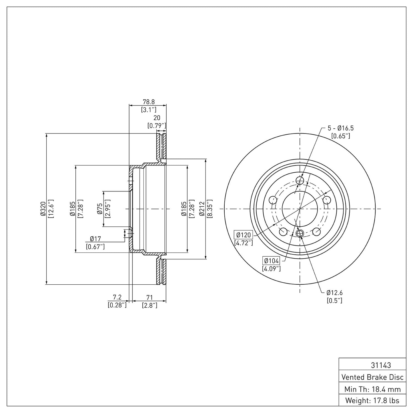 Dynamic Friction Company Disc Brake Rotor 604-31143