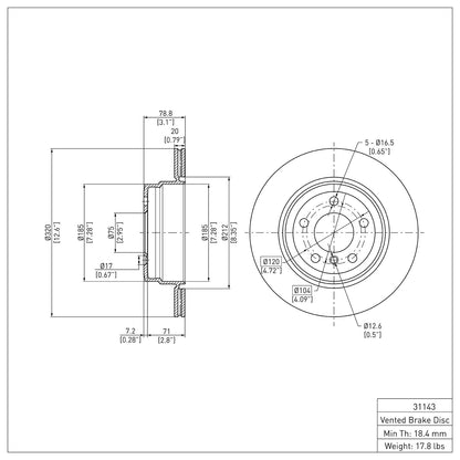 Dynamic Friction Company Disc Brake Rotor 604-31143