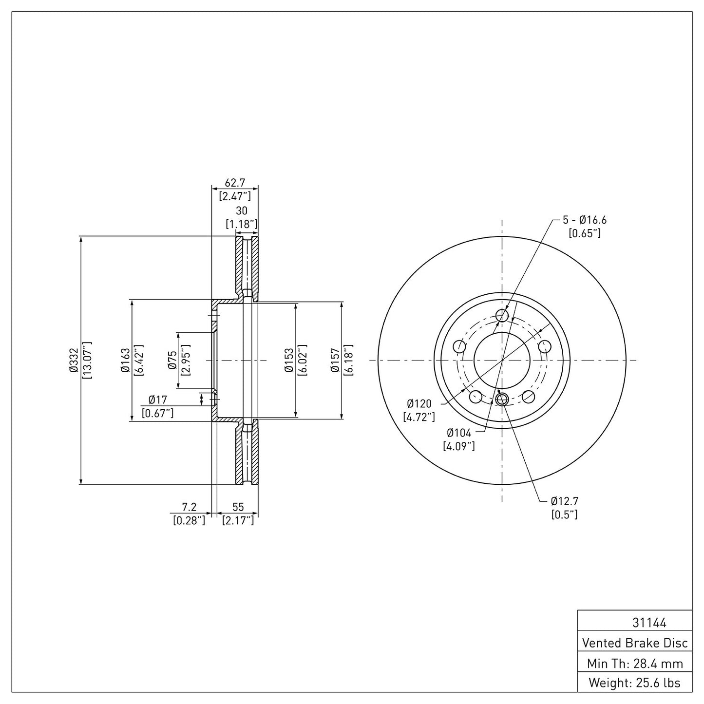 Dynamic Friction Company Disc Brake Rotor 604-31144