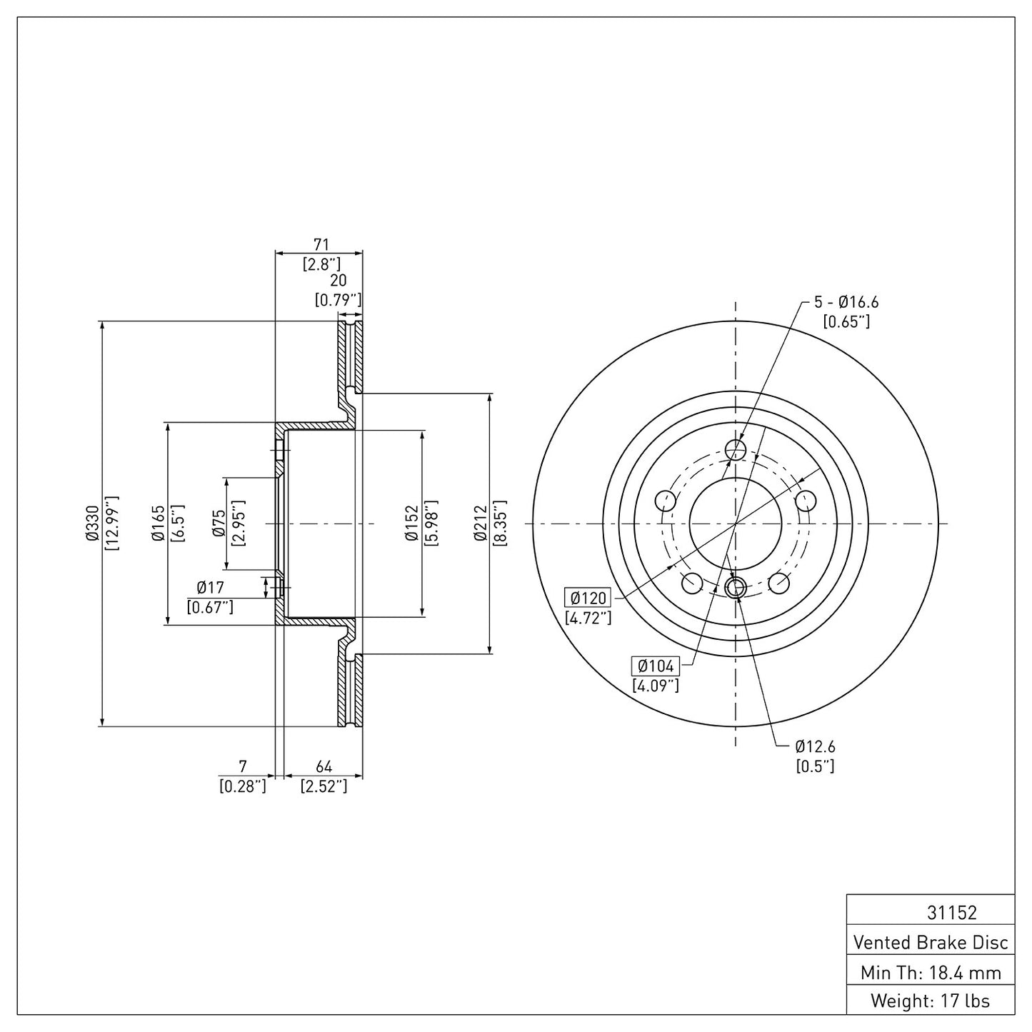 Dynamic Friction Company Disc Brake Rotor 604-31152