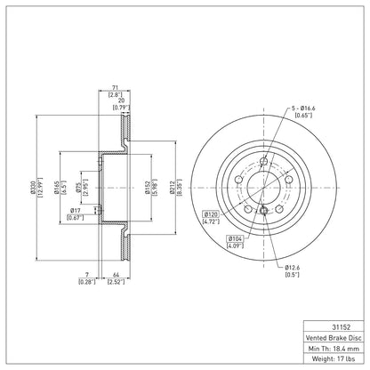 Dynamic Friction Company Disc Brake Rotor 604-31152
