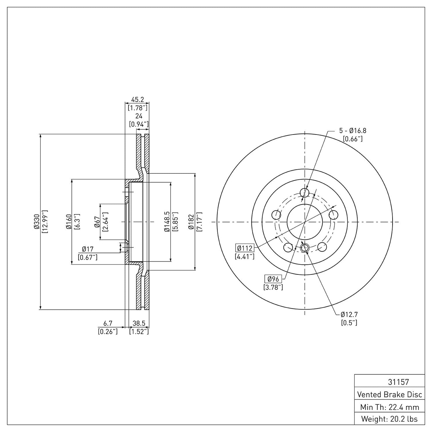 Dynamic Friction Company Disc Brake Rotor 604-31157