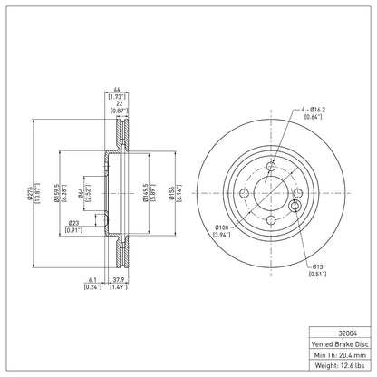 Dynamic Friction Company Disc Brake Rotor 604-32004
