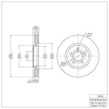 Dynamic Friction Company Disc Brake Rotor 604-39013