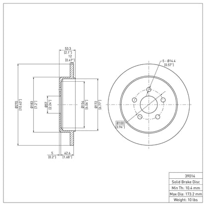 Dynamic Friction Company Disc Brake Rotor 604-39014